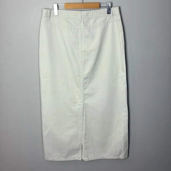 Old Navy Cream Minimalist Long Skirt Modest 100% Cotton Women's Size 8 - Picture 3 of 7